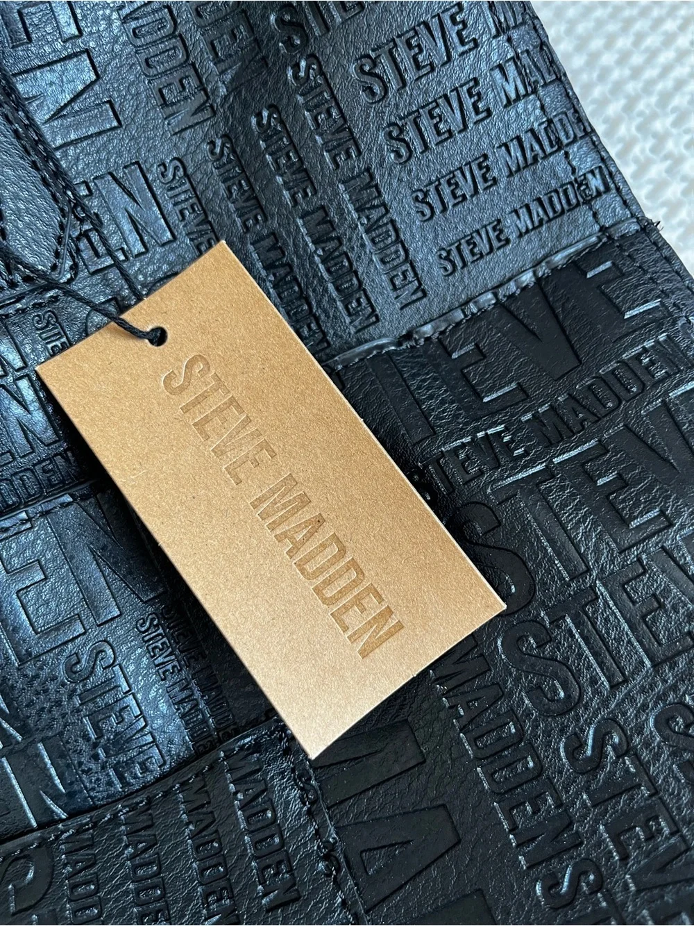 NWT Steve Madden Black Embossed Tote with Makeup bag & Coin Purse Travel Vacay